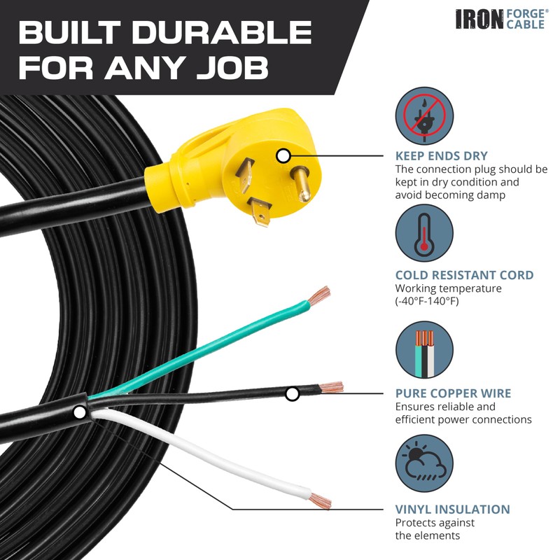 Iron Forge Cable 30 Amp RV Replacement Cord 30 ft