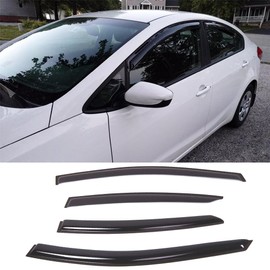 Puermto 94544 Side Window Visor Wind Vent Deflector, 4pcs Out-Channel Tape-On Nice Sun Shade Rain Guards Set fit for 2014-2018 Kia Forte Sedan K3
