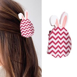 Easter Hair Clips for Women Cute Bunny Claw Clips Accessories Wave Flower Design Easter Egg Shaped Barrettes for Thick Hair (Pink Egg)