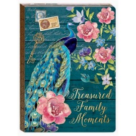 Punch Studio Gold Foil Soft Cover Guided Journal, Treasured Family Moments Peacock Planner 75846