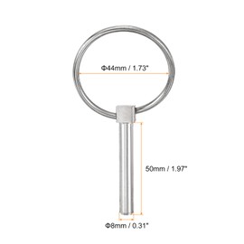 sourcing map 2Pcs 0.31" x 1.97" Tractor Pins 304 Stainless Steel Linch Pin Assortment Kit with Ring for Trailers, Farm Tractors, Trucks, Lawn Mowers, Silver