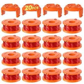 VOSOIR 20 Pack WA0010 Weed Eater String Compatible with Worx, 0.065 inch 10ft/Pack, Replacement Trimmer Line Spool, Compatible with Worx String Trimmers (16 Line spools+4 Caps)