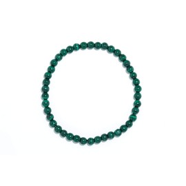 Taddart Minerals - Green bracelet made from natural gemstone malachite with 4 mm balls strung on elastic nylon thread - handmade