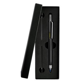Thyonta 6-in-1 Multifunctional Gift Pen Gift Set Metal Ballpoint Pen with Scale Level Set for Screwdriver Touch Screen Office Outdoor （Black）