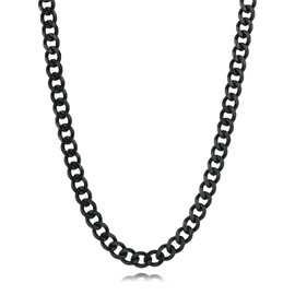 Gold Chains for Men Cuban Link Chain Necklace for Men Women Stainless Steel Chain Jewelry 16/20/24 Inch (Black-20 Inch)