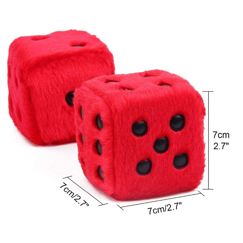 YGMONER Couple 2.75” Fuzzy Dice with Leather Dots Retro Car