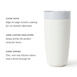 W&P Porter Insulated Tumbler 20 oz | No Metallic Aftertaste Ceramic Coated for Water, Coffee, & Tea | Wide Mouth Vacuum Insulated | Dishwasher Safe, Cream