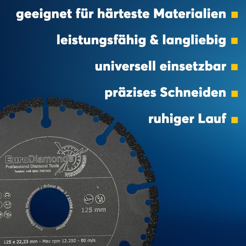 EDW Professional Diamond Cutting Disc 125 mm for Cutting Plastic