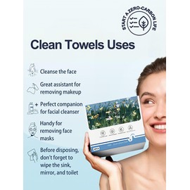 Face Towel, 10" × 12" Soft Biobased Face Towels XL, OEKO-TEX Certified, Ultra-Soft Disposable Cleansing Makeup Remover Dry Wipes for Sensitive Skin,
