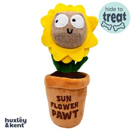 Huxley & Kent for Dogs - Seek 'n Treat Sunflower Pawt (Small) - Spring Puzzle Treat Hiding Puzzle Power Plush for Pups - Funny Dog Toy