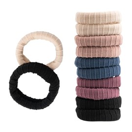 SXQLYH Pack of 10 Hair Scrunchies Band Rope Seamless Cotton Stretchy Beautiful Soft Elastic Ponytail Holder Headband for Thick Heavy Long and Curly Hair, No Kinks No Interruption (B)