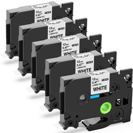 White Black Letters 12mm Tape TZe-231 TZe 231 5 Pack for Cube PT Label Writer Laminated Tze Tape 8m Long Compatible with Brother P-Touch P-Touch