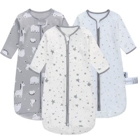 Miracle Baby Sleep Sack Long Sleeve 3 Pack 100% Cotton Baby Wearable Blanket Long Sleeve Sleeping Sack for Infant Toddler Kids 0-18 Months (12-18 Months, Giraffe + Stars)