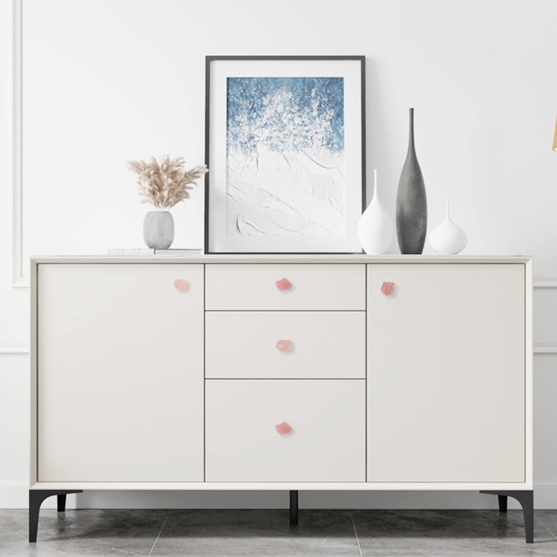 Malimali Natural Rose Quartz Knobs for Cabinets and Drawers Set