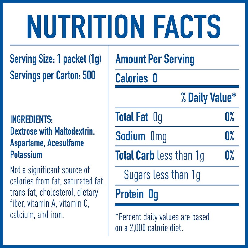 Equal 20008699 Zero Calorie Sweetener, 0.035 oz Packets, 500/Box