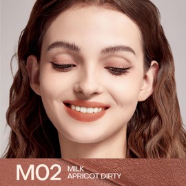 Mistine Cream Lip Gloss Thai latte Long Lasting Lip Gloss Non-sticky Silk Smooth Mist Matte Finish Lip Tint Gloss M02 Milk Apricot Dirty 0.1oz 1 Count