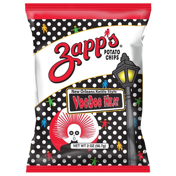 Zapp’s New Orleans Kettle-Style Potato Chips, Voodoo Heat Flavor – Crunchy Chips with a Spicy Kick, Great for Lunches or Snacking on the Go, 2 oz. Bag (Pack of 25)