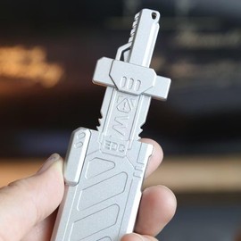 K-ECR Cracked Sky Sword EDC Fidget Toy - Metal Slider Desk Gadget for Office Stress Relief, Cool Tactile Gift for Men & Adults (Silver)