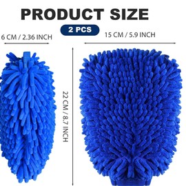 NINFEIQI 2Pcs Car Wash Mitt Glove, Microfiber Wash Mitts, Double Sided Wash Mitt for Car Washing, Cars Cleaning Mitts Glove for Cars Household Cleaning