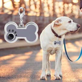 Ichiias Pet ID Tag Aleación Forma de hueso Perro Gato Animal Nombre Identificación Colgante(Gris)