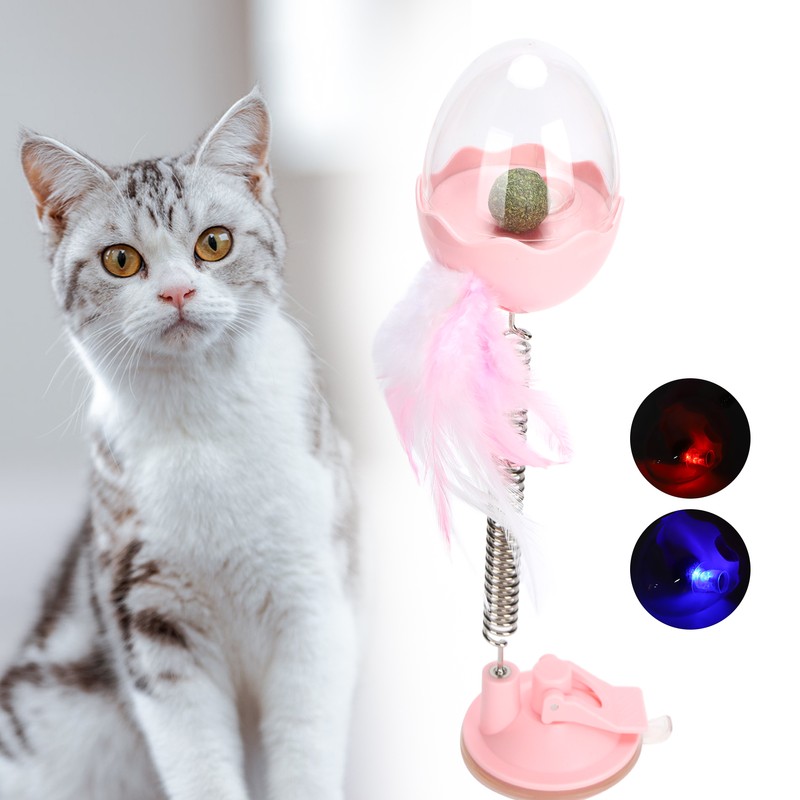 ABS LED Lighting Swing Spring Feather Leak Food Pet Toy