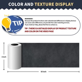 ONine Leather Repair Patch，Leather Repair Tape, 3 x 60 inches Leather Repair Patch for Furniture,Vinyl Repair Kit，Leather Couch Patch，for Sofas, Furniture, Car Seats, Office Chairs(Dark Grey)