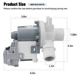 4681EA1007A DP040-012 Washer Drain Pump Replacement Compatible with L-G WT4870CW WT1201CV WT1201CW WT1501CW, Ken-more 796.31513210, Replaces 2649379 AP5672914 PS7785119 EAP7785119