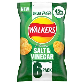 Walkers Less Salt Dash of Salt & Vinegar 6pk Green