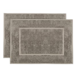 ZOLLNER Set of 2 Bath Mats – Coloured 100% Cotton, Brown