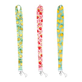 Tabanzhe 3Pcs ID Lanyards Strap - Cute Fruit Print Series Lanyards for Phone, Bag, ID Card Holder, and Key-chains, Ideal for Women, Men, and Kids