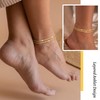 CharmBurst 14K Gold Anklet, Waterproof Cuban Link Chain, Layer Anklet