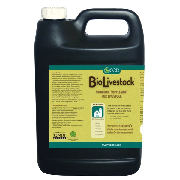 SCD Bio Livestock - Probiotic Feed and Water Additive - Probiotics for Cows, Pigs, Horses, Chickens, Ducks, Rabbits (1 Gallon)