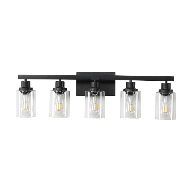 31" Modern Black 5-Light Bathroom Vanity Light Fixture, Industrial Wall