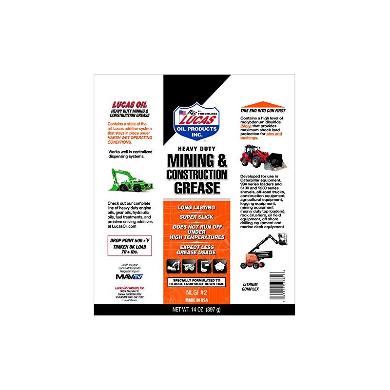LUCAS OIL 10881 H/D CAT Mining & CONST Grease -