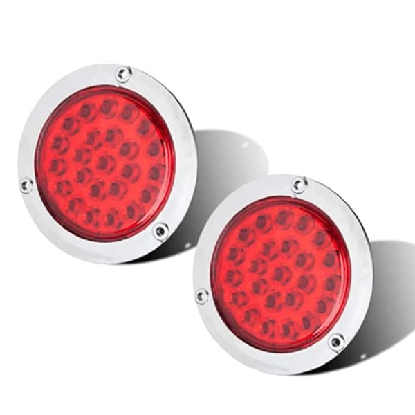 Gama 2PCS 4 Inch Round 24 LED Tail Light Trailer/truck
