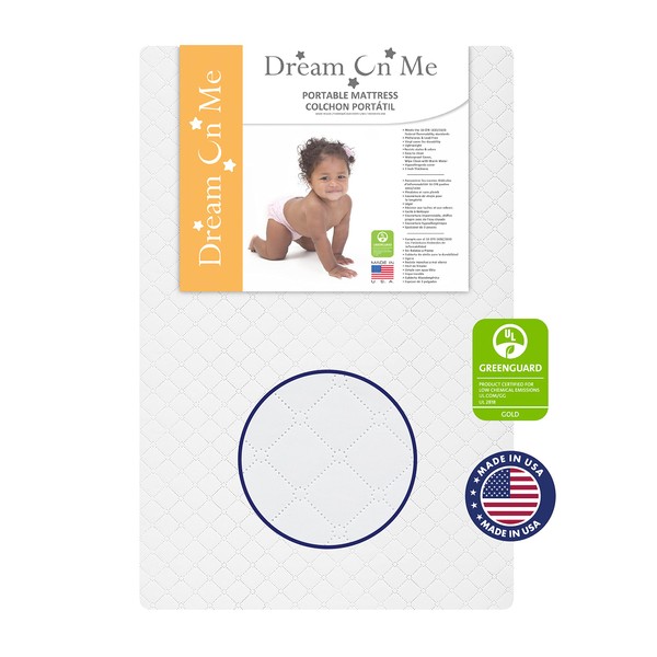 Dream On Me Sunset 3” Extra Firm Fiber Crib Mattress, Greenguard Gold Certified, Waterproof Vinyl Cover, Baby Mattresses for Cribs, Fits Mini and Portable Cribs
