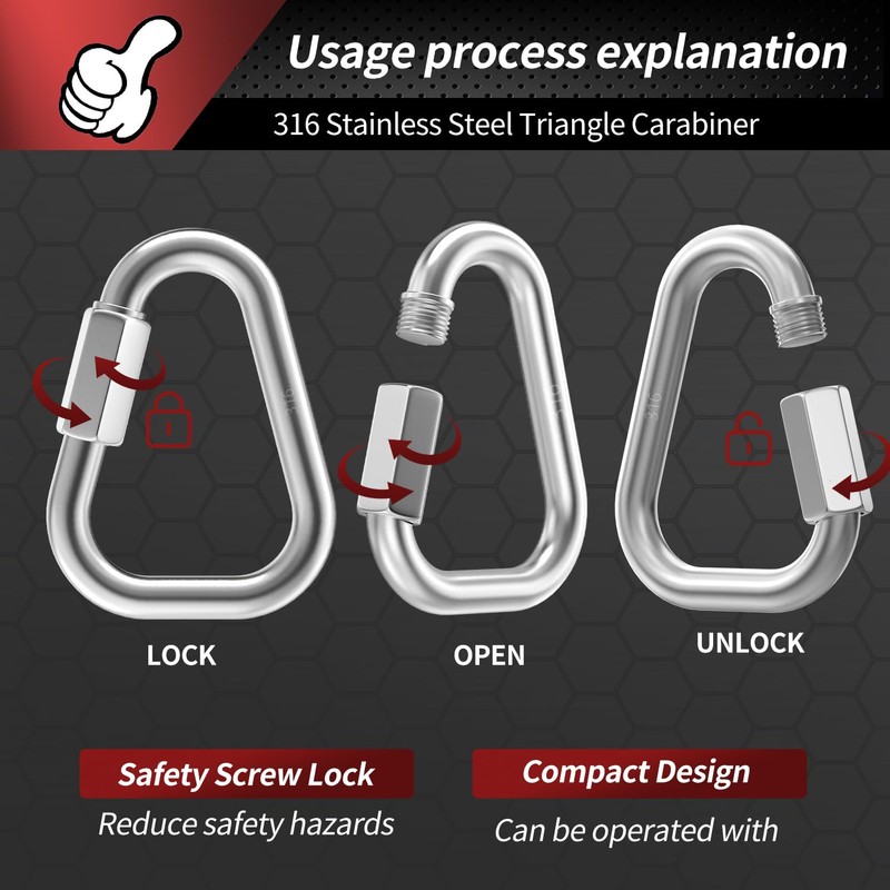 1.57 Inch Delta Quick Links 5/32 Inch 316 Stainless Steel