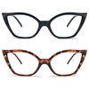 Kodilin Lesebrille für Damen, Anti-Licht, blaues Katzenauge, PC-Brille mit Federscharnier,