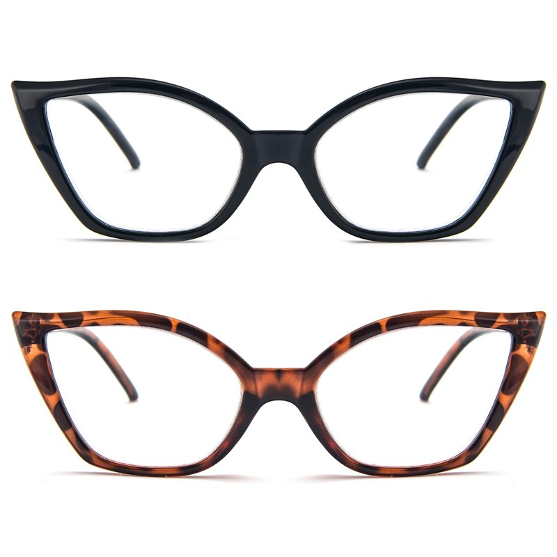 Kodilin Lesebrille für Damen, Anti-Licht, blaues Katzenauge, PC-Brille mit Federscharnier,
