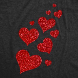 Crazy Dog T-Shirts Womens Glitter Hearts T Shirt Cute Valentines Day Red Heart Graphic Novelty Tee for Ladies Funny T Shirts Love Tops for Women Cool Mother's Day T Shirt Black - XL