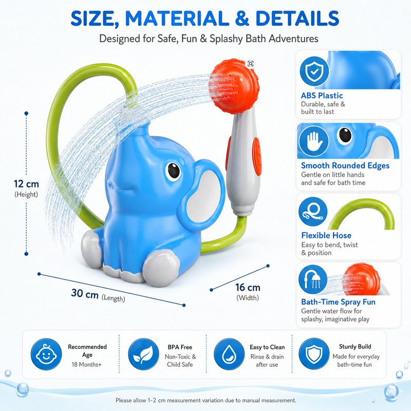 Cute Elephant Bath Shower Toy for Toddlers – Rotatable Water
