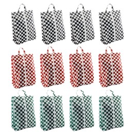 Travel Shoe Bags, Set of 12, Large Oxford Fabric Storage Bags with Zipper and Handle, Water-Resistant Pouches (Checkerboard)