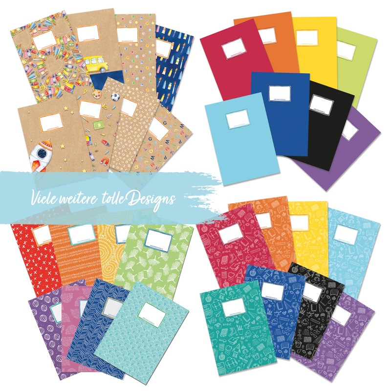 Papierdrachen 8 High-Quality Paper Notebook Covers for Children, DIN A4,