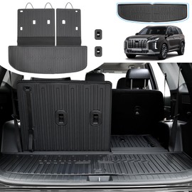 HOUCLEMIC Cargo Mat with Seat Back Cover for 2020-2025 Hyundai Palisade All Weather TPE Full Set Cargo Liners for 2024 2025 Hyundai Palisade Accessories (Include Lower Trunk Mat)