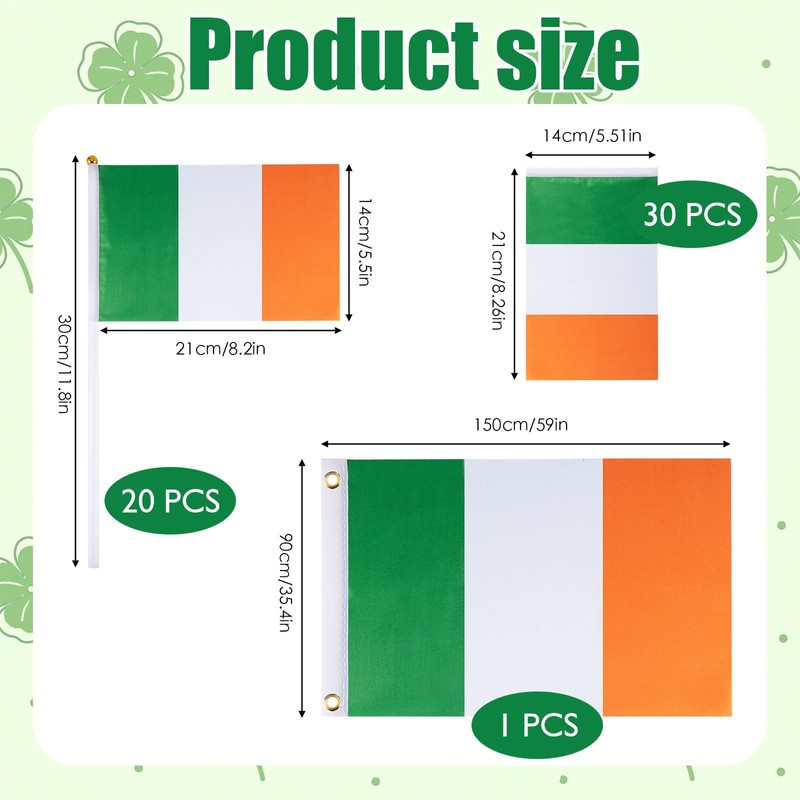 51 Pcs Irish Flags for St. Patrick's Day Party Decorations,