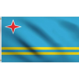 DMSE Aruba Arubans Larkspur Flag 3X5 Ft Foot 100% Polyester 100D Flag UV Resistant (3'X5' Ft Foot) (3'X5' Ft Foot) (3'X5' Ft Foot)