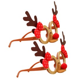 Holibanna 2pcs Novelty Christmas Glasses Frame Christmas Sunglasses Party Decoration Costume Glasses for Holiday Party Favours (Antlers)