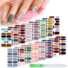 Maitys 224 Pieces 16 Sheets Full Wrap Nail Stickers Polish Stripes Self Adhesive Art Decals with File with File Manicure Kit for Christmas Decor Women DIY Holiday(Fresh Floral Series)