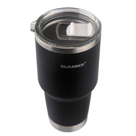 SILICANICE The Only Soft Touch 30oz Stainless Steel Insulated Tumbler with MacSlider Lid-Spill Proof,Dishwasher Safe,Durable Thermal Cup for Hot/cold Coffee, Water & Smoothies (Black 1.0, 30 Oz)