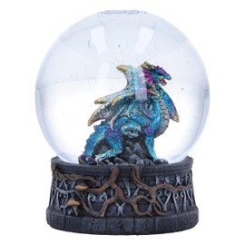 Nemesis Now Dragon Storm Snow Globe 10cm, Resin, Blue Dragon Snow Globe, Dragon Home Décor, Cast in the Finest Resin, Expertly Hand-Painted